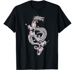 Aesthetic Dragon Cherry Blossom Dragon Japan Retro 80’s T-Shirt